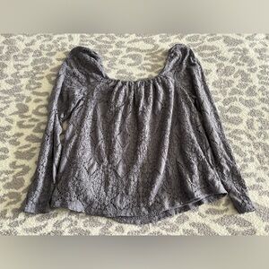 square neck lace purple blouse